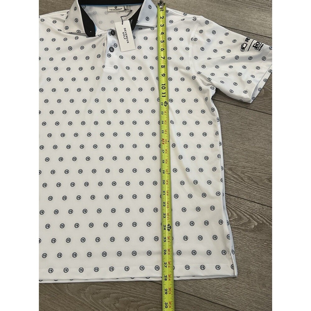 Devereux Golf Polo Mens Small Shirt White All Over Pattern Polo - Picture 5 of 7